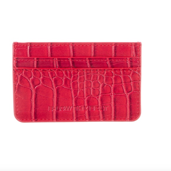 B-Low The Belt Red Crocodile Patent Leather Card Holder - Picture 1 of 5
